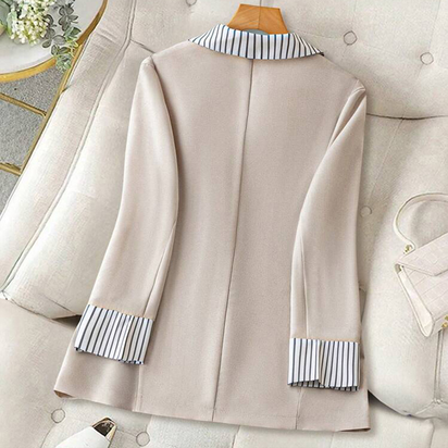 Women'S Notched Lapel Single-Breasted Minimalist Blazer Half Sleeve H-Line Jacket with Pockets Casual & Office Wear for Spring&Fall