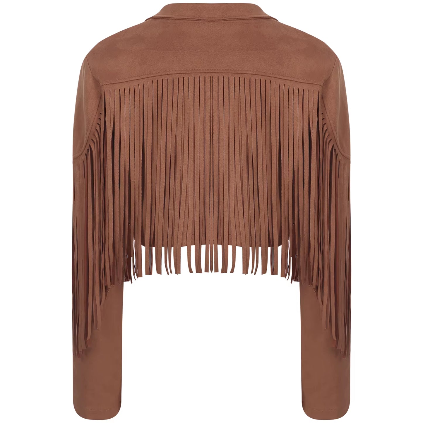 Womens Fringe Faux Suede Cropped Jackets Lapel Long Sleeve Coat Open Front Cardigan 80S Hippie Western Cowgirl Costume Outerwear