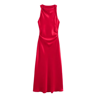 Satin Long Dresses for Women 2024 Summer Slip Midi Dress Woman Sexy Evening Party Dress Sleeveless Female Elegant Dresses