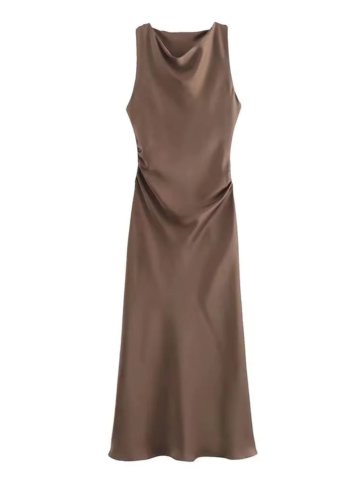 Satin Long Dresses for Women 2024 Summer Slip Midi Dress Woman Sexy Evening Party Dress Sleeveless Female Elegant Dresses