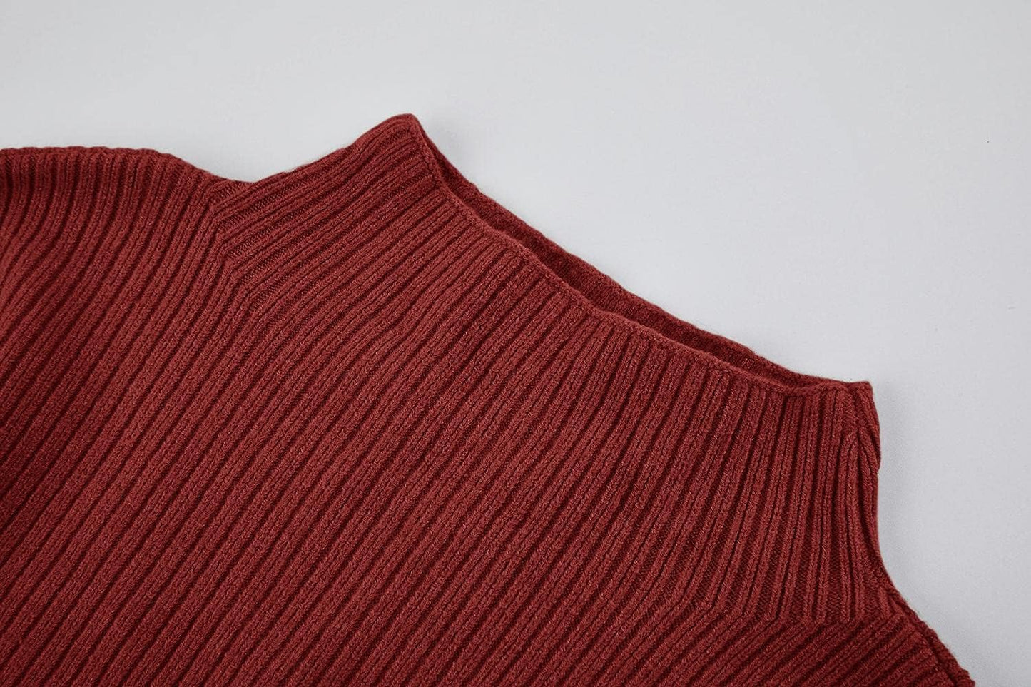 Womens Turtleneck Oversized Sweaters Dress Long Sleeve Drop Shoulder Pullover Loose Knit Dresses Red