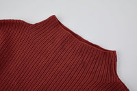 Womens Turtleneck Oversized Sweaters Dress Long Sleeve Drop Shoulder Pullover Loose Knit Dresses Red