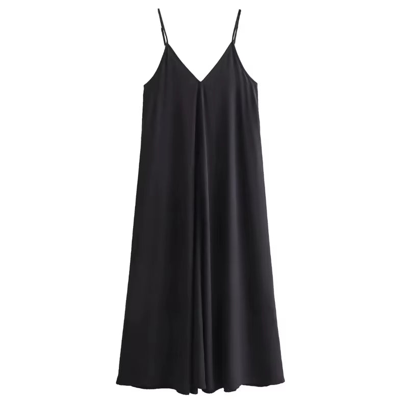 Slip Dress Women 2024 Summer Women'S Loose Dresses Sleeveless Thin Straps Black Long Dresses Backless Beach Holiday Dresses