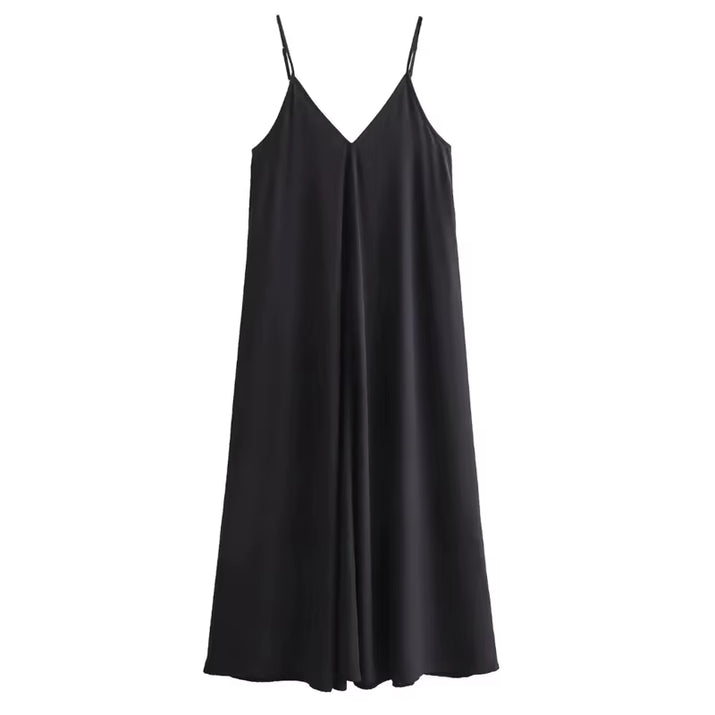 Slip Dress Women 2024 Summer Women'S Loose Dresses Sleeveless Thin Straps Black Long Dresses Backless Beach Holiday Dresses