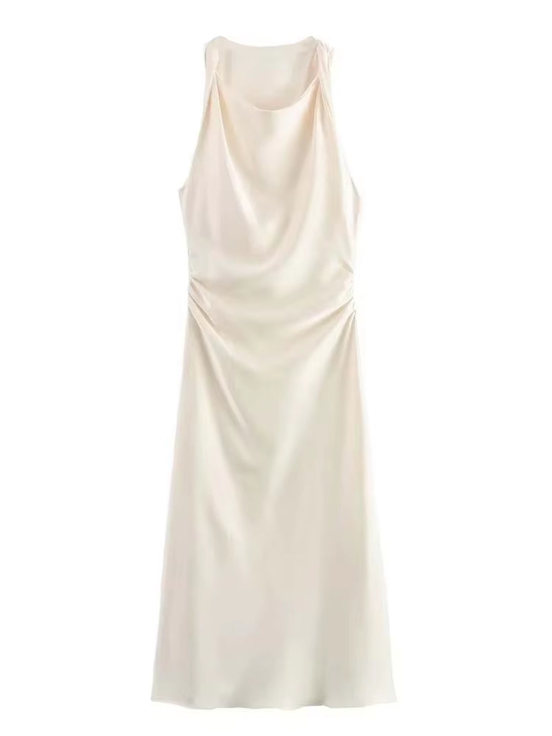Satin Long Dresses for Women 2024 Summer Slip Midi Dress Woman Sexy Evening Party Dress Sleeveless Female Elegant Dresses