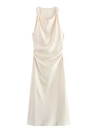 Satin Long Dresses for Women 2024 Summer Slip Midi Dress Woman Sexy Evening Party Dress Sleeveless Female Elegant Dresses