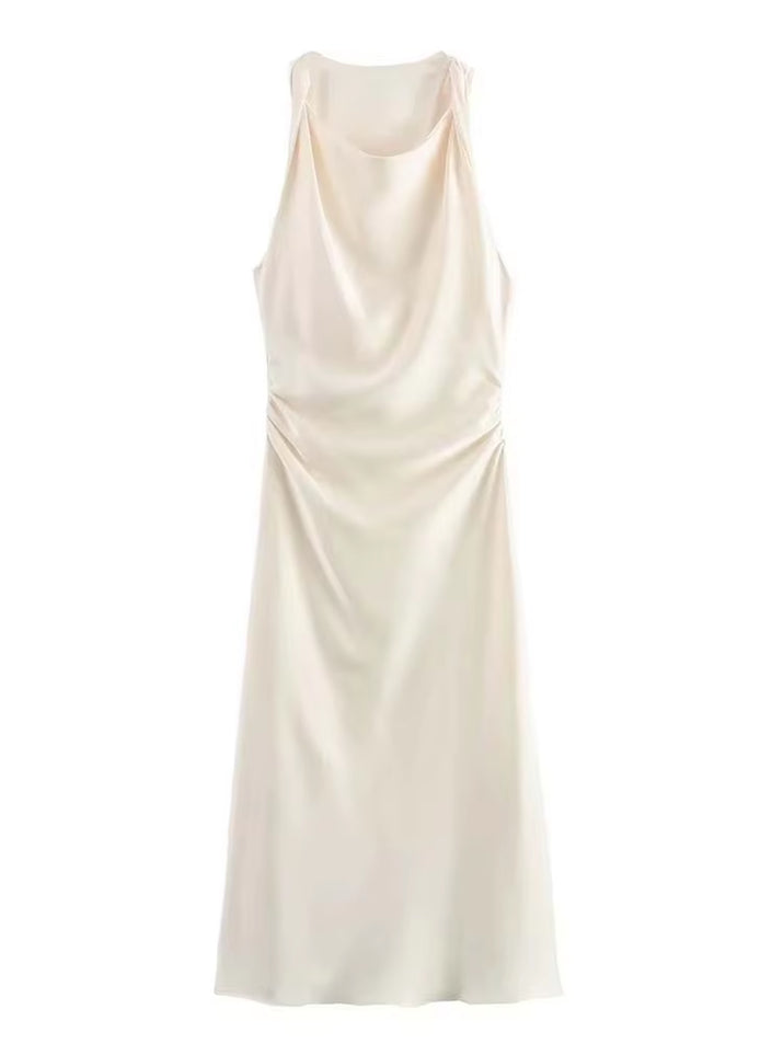 Satin Long Dresses for Women 2024 Summer Slip Midi Dress Woman Sexy Evening Party Dress Sleeveless Female Elegant Dresses