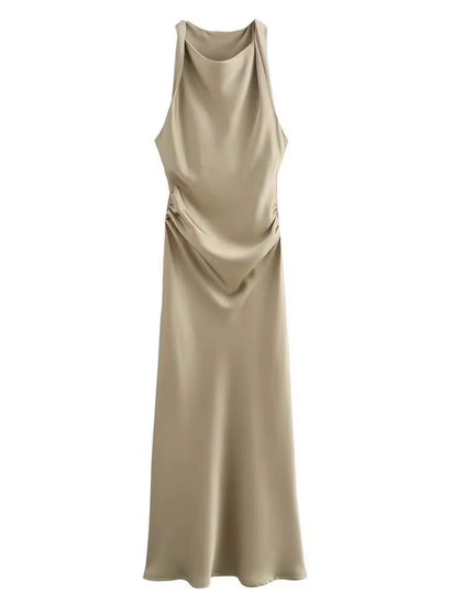 Satin Long Dresses for Women 2024 Summer Slip Midi Dress Woman Sexy Evening Party Dress Sleeveless Female Elegant Dresses