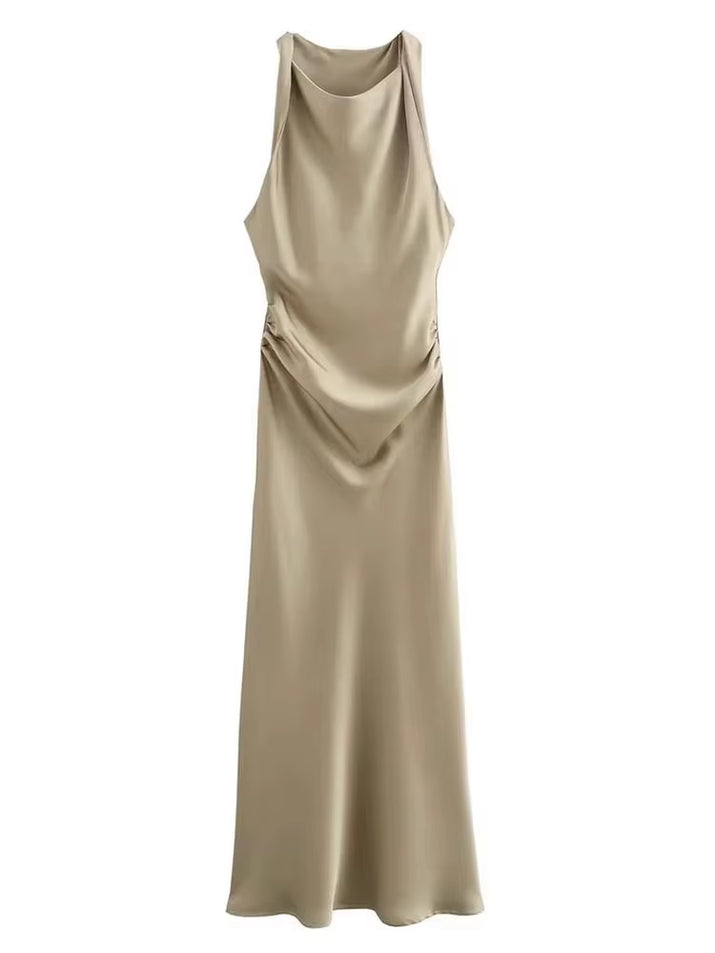 Satin Long Dresses for Women 2024 Summer Slip Midi Dress Woman Sexy Evening Party Dress Sleeveless Female Elegant Dresses