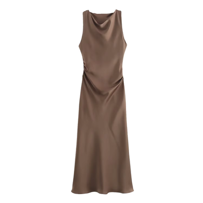 Satin Long Dresses for Women 2024 Summer Slip Midi Dress Woman Sexy Evening Party Dress Sleeveless Female Elegant Dresses