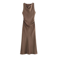 Satin Long Dresses for Women 2024 Summer Slip Midi Dress Woman Sexy Evening Party Dress Sleeveless Female Elegant Dresses