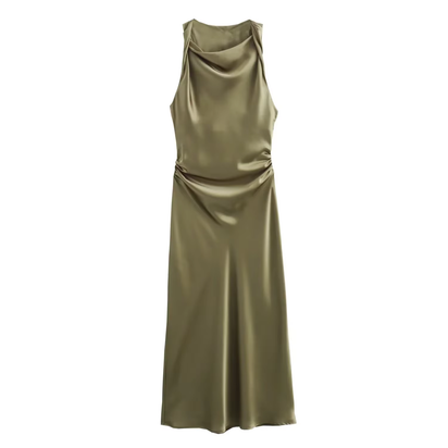 Satin Long Dresses for Women 2024 Summer Slip Midi Dress Woman Sexy Evening Party Dress Sleeveless Female Elegant Dresses