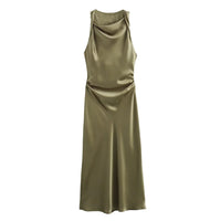 Satin Long Dresses for Women 2024 Summer Slip Midi Dress Woman Sexy Evening Party Dress Sleeveless Female Elegant Dresses