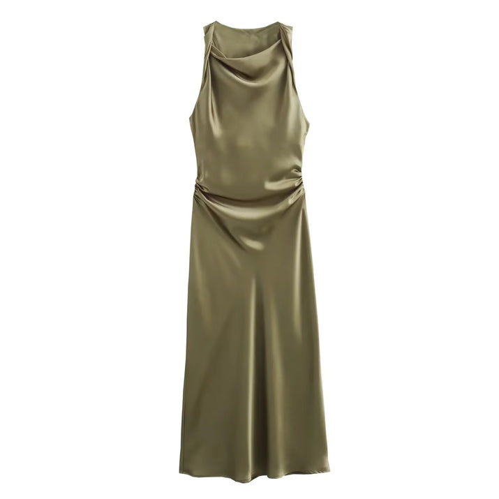 Satin Long Dresses for Women 2024 Summer Slip Midi Dress Woman Sexy Evening Party Dress Sleeveless Female Elegant Dresses