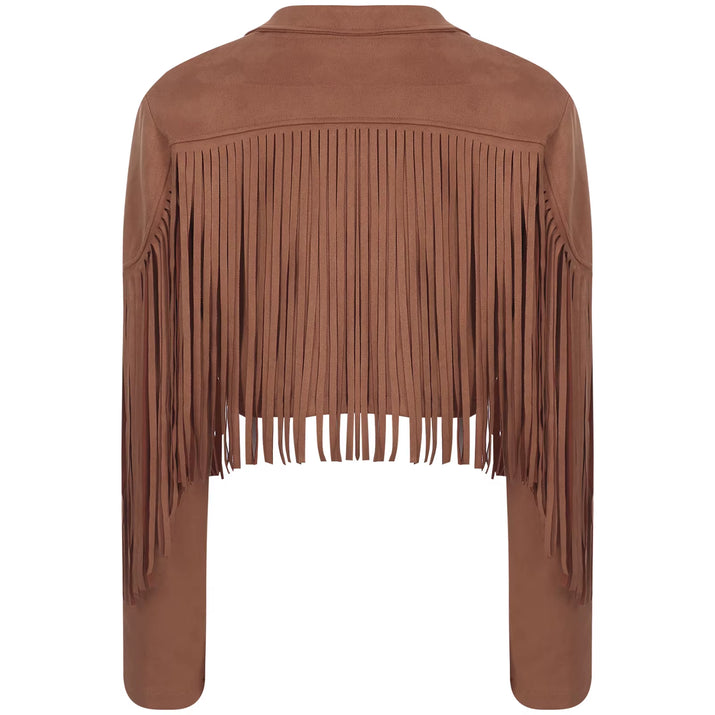 Womens Fringe Faux Suede Cropped Jackets Lapel Long Sleeve Coat Open Front Cardigan 80S Hippie Western Cowgirl Costume Outerwear