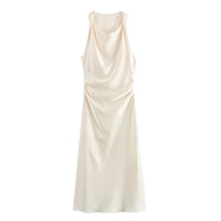 Satin Long Dresses for Women 2024 Summer Slip Midi Dress Woman Sexy Evening Party Dress Sleeveless Female Elegant Dresses