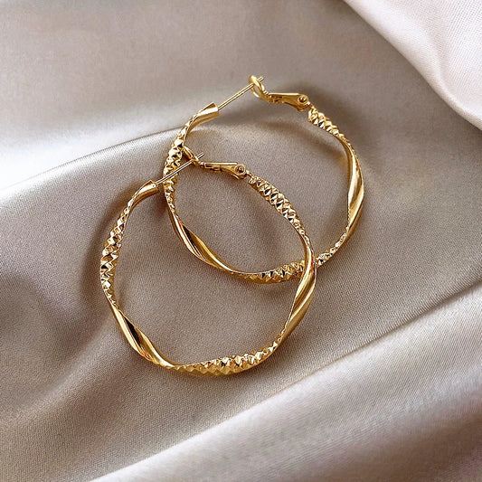 Minimalist Metal Gold Color Hoop Earrings 2025 Fashion Korean Jewelry for Woman Wedding Party Unusual Earrings for Luxury Girls