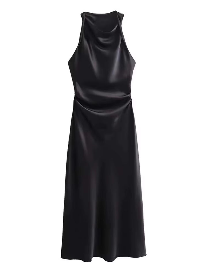 Satin Long Dresses for Women 2024 Summer Slip Midi Dress Woman Sexy Evening Party Dress Sleeveless Female Elegant Dresses