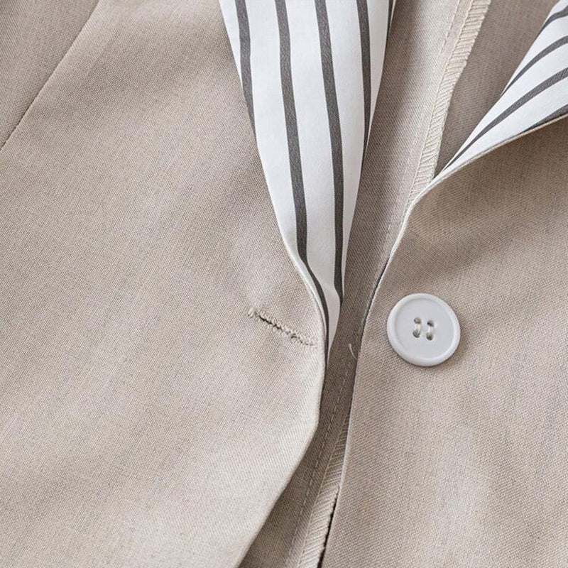 Women'S Notched Lapel Single-Breasted Minimalist Blazer Half Sleeve H-Line Jacket with Pockets Casual & Office Wear for Spring&Fall