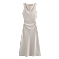 Satin Long Dresses for Women 2024 Summer Slip Midi Dress Woman Sexy Evening Party Dress Sleeveless Female Elegant Dresses
