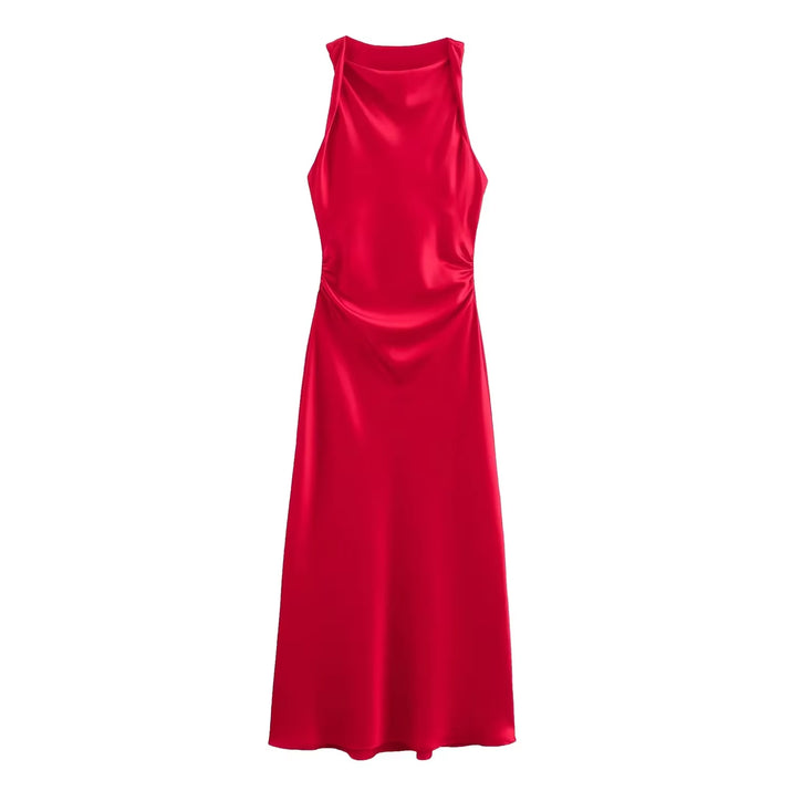 Satin Long Dresses for Women 2024 Summer Slip Midi Dress Woman Sexy Evening Party Dress Sleeveless Female Elegant Dresses