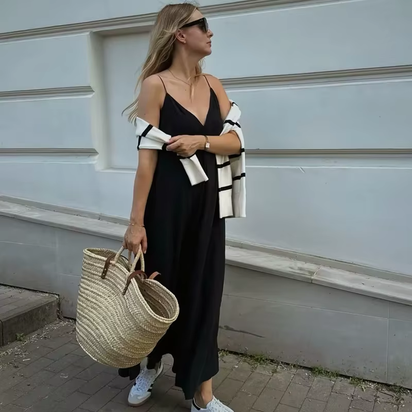 Slip Dress Women 2024 Summer Women'S Loose Dresses Sleeveless Thin Straps Black Long Dresses Backless Beach Holiday Dresses