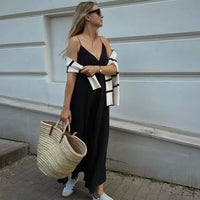Slip Dress Women 2024 Summer Women'S Loose Dresses Sleeveless Thin Straps Black Long Dresses Backless Beach Holiday Dresses
