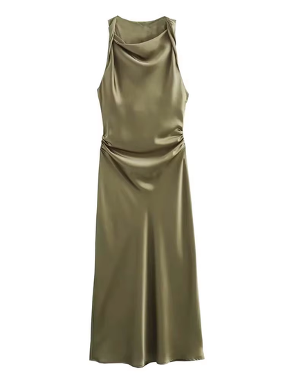 Satin Long Dresses for Women 2024 Summer Slip Midi Dress Woman Sexy Evening Party Dress Sleeveless Female Elegant Dresses
