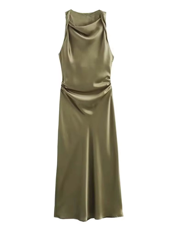 Satin Long Dresses for Women 2024 Summer Slip Midi Dress Woman Sexy Evening Party Dress Sleeveless Female Elegant Dresses